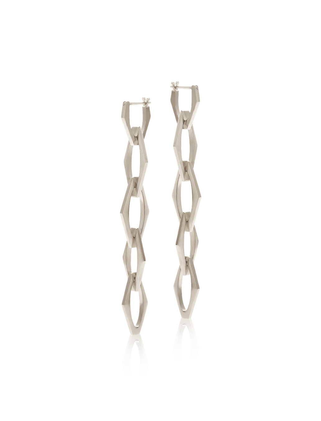 Silver Graduated Hex Link Earring